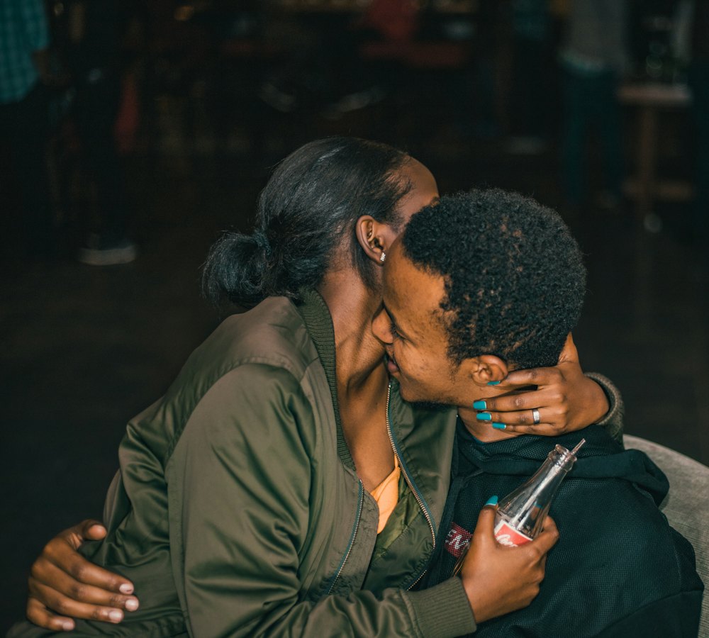 Couple holding each other and smiling